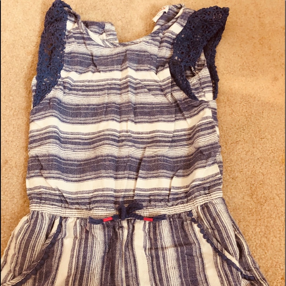Blue and white romper